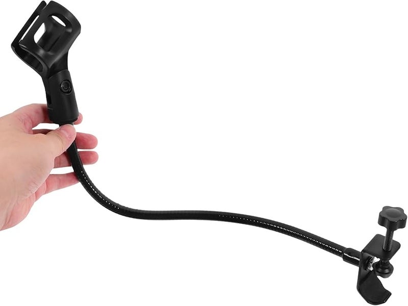 Black Flexible Gooseneck Microphone Stand with Universal Mount for Live Streaming Podcast Recording - Image 4